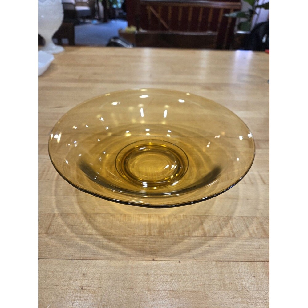 Blenko Vintage Amber Glass 10" Flared Console Serving Bowl Mid Century Modern